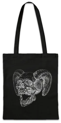Horned Skull Stofftasche Einkaufstasche Satan Tattoo Ziege Gehörnter Totenkopf