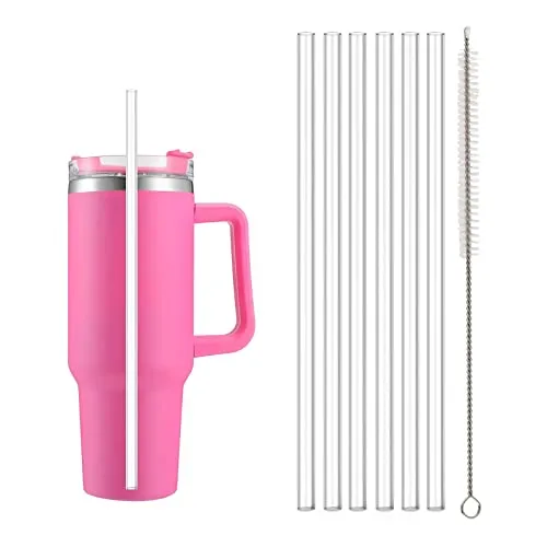 Zueyen 6 Stück 31cm wiederverwendbare Klare Hartplastik Strohhalme ohne BPA, transparente Ersatz Trinkhalme für 40/30 Unzen Glas und Becher, Sind leicht 、langlebig und super hitzebeständig