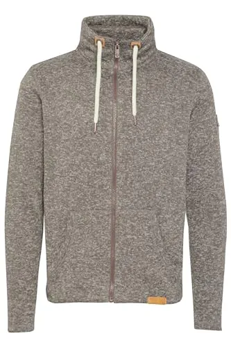 !Solid SDLuki Herren Sweatjacke Fleecejacke Sweatshirtjacke mit Stehkragen Kordel Kängurutasche Regular fit, Größe:L, Farbe:Grey Melange (8236)