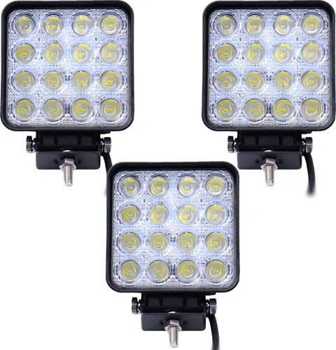 Greenmigo 3pcs Arbeitslicht 48W LED Arbeitsscheinwerfer Offroad Flutlicht Spotlight Reflektor Scheinwerfer Arbeitsscheinwerfer Schwarz Aluminium Druckguss IP67 12V 24V