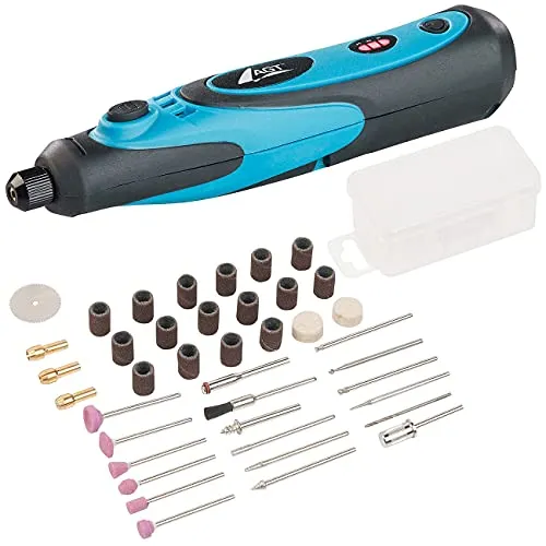 AGT Akku-Multifunktionswerkzeug - 40 Teile - Multifunktionswerkzeug mit Lithium-Ionen-Akku, USB-Ladefunktion und variabler Drehzahl für vielseitige Anwendungen in einem kompakten Design.