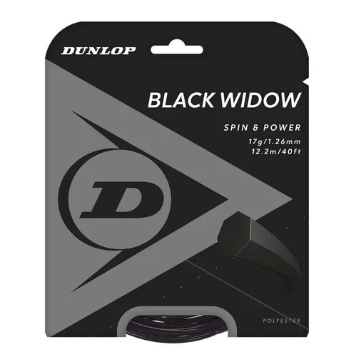 Dunlop Tennissaite Black Widow (Haltbarkeit+Spin) schwarz 12m Set, Saitendicke: 1.26