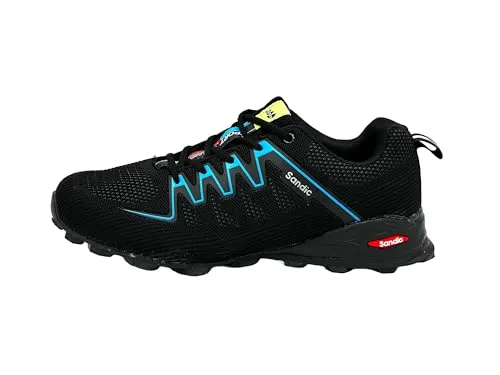 Nowaland Damen Herren Wanderschuhe Bequeme Trail Running Trekkingschuhe Laufschuhe Freizeit Schuhe (Schwarz-Königsblau,45)