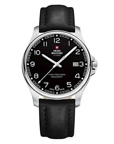 Swiss Military by Chrono Herren Uhr SM30200.24 - Armbanduhr für Herren mit präzisem Schweizer ETA Quarzwerk, 100m wasserdicht und elegantem schwarzen Lederarmband – der perfekte Begleiter für jeden Anlass.