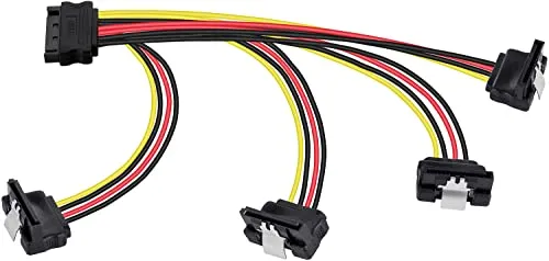 POPPSTAR 20cm SATA Stromkabel Adapter (vierfach) (Sata Kabel Stromadapter - 1x Stecker (m) auf 4x Buchse (w) gewinkelt)