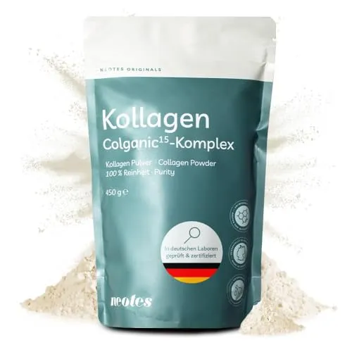 Colganic Kollagen Pulver 450g - Hochwertiges Kollagenhydrolysat - Kollagen-Präparate aus 100% reinem, bioaktivem Kollagenpeptid, leicht verdaulich und geschmacksneutral, ideal für Haut, Gelenke und Fitness.