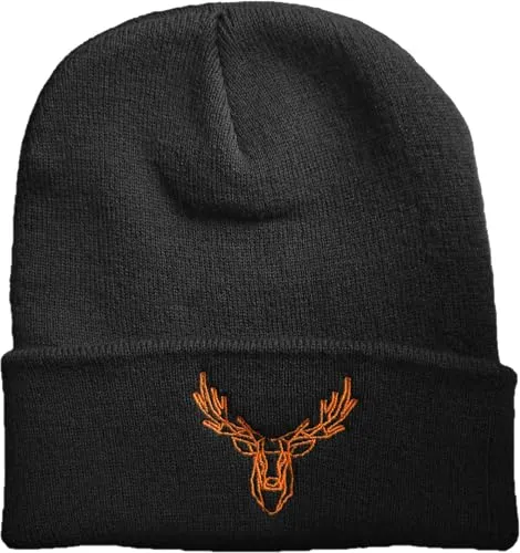 Baddery Mütze: Polygon Hirsch - Jäger Geschenke für Männer & Frauen - Outdoor Strickmütze - Beanie Herren (One Size - Schwarz)