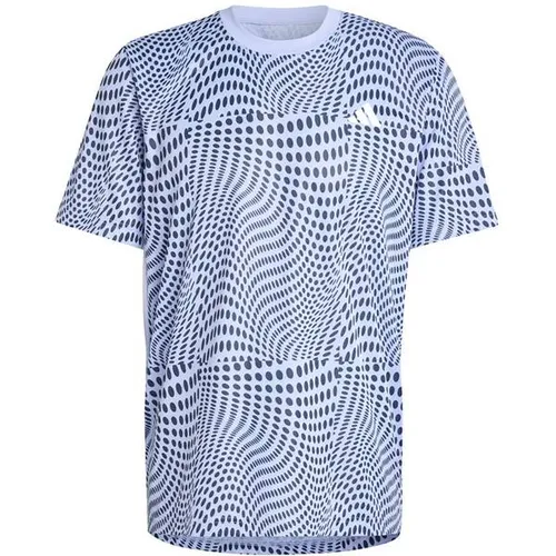 adidas Tennis-Tshirt Club Graphic blau Herren L - adidas Tennisbekleidung mit AEROREADY Technologie für trockenen Komfort und volle Bewegungsfreiheit, ideal für Court und Freizeit.