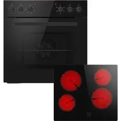 PKM Einbauherdset SOEHE5EB mit Glaskeramikkochfeld schwarz - Schwarz
