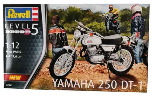 Revell RV07941 Motorradmodell Bausatz 1:12 Yamaha - Motorrad-Modellbausatz für erfahrene Modellbauer, originalgetreues Design der Yamaha 250 dt 1, 61 Teile, detaillierte Bauanleitung und Aufkleber-Set enthalten.