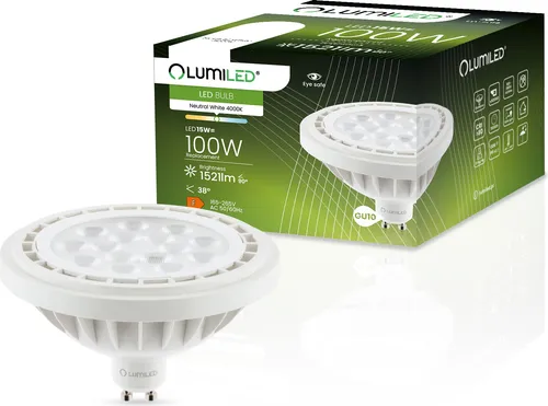 LUMILED LED-Leuchtmittel ES111 GU10 Fassung 230V 15W (Entspricht 100 Watt) Warmweiß 3000K 38° weiß 1521 lm Lampen Reflektor