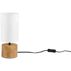 Xxxl Tischleuchte Woody - Stilvolle Holz- und Textil-Kombination - Tischleuchte aus Holz und Textil in Braun und Weiß, 30 cm groß, ideal für gemütliche Innenbeleuchtung.