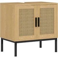 PXloue Badunterschrank mit Rattanoptik, 60 x 39 x 60 cm