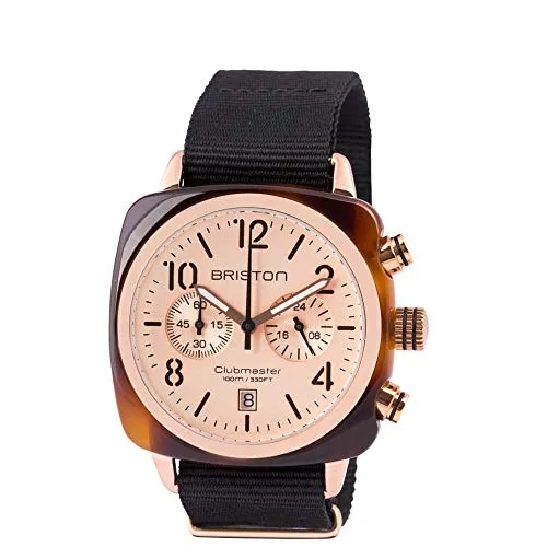BRISTON Schwarze Clubmaster Classic Chronograph Uhr 14140.Pra.T.6.NB, Mehrfarbig, Streifen