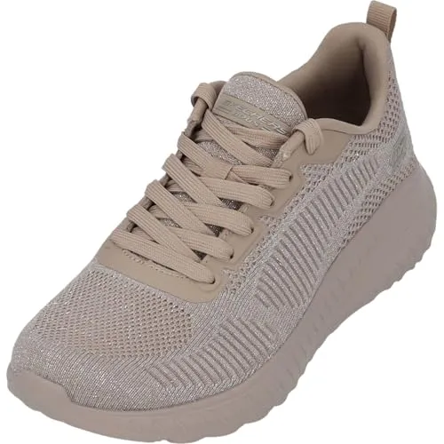 Skechers Bobs Squad Chaos Sportschuhe Rosa EU 37 - Sneaker für Damen mit atmungsaktivem Mesh-Obermaterial und gepolsterter Memory Foam-Innensohle für ganztägigen Komfort. Ideal für Freizeit und Sport, maschinenwaschbar und 100% vegan.