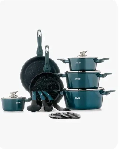 DMS® 15 Tlg Kochgeschirr Induktion Topfset mit Marbel Beschichtung