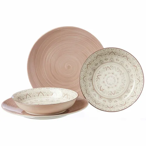 Ritzenhoff & Breker Tafelservice Valencia, 4-teilig, Braun - Kuchenteller Set für 2 Personen, bestehend aus 2 flachen und 2 tiefen Tellern aus spülmaschinengeeignetem Steinzeug – ideal für stilvolle Tischgedecke.