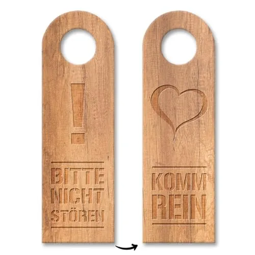 Bitte nicht stören oder Komm rein Türhänger 3er Set in Holzoptik witziger Türhänger 3er Set Geschenk für Mitbewohner