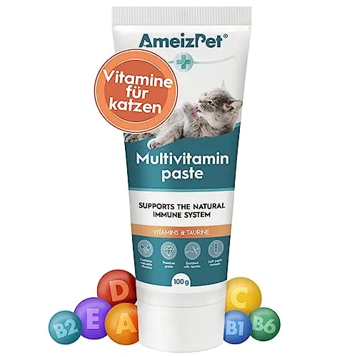 AmeizPet Vitaminpaste Für Katzen, Katzenpasten mit Vitamine - Multivitamin Paste Für Katzen Katzensnack mit Taurin, 100g (3.52 Oz)