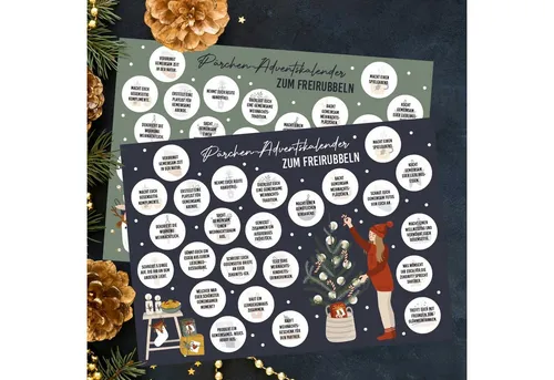 PAPIERDRACHEN Adventskalender zum Freirubbeln - Adventskalender zum Freirubbeln in DIN A4, ideal für Kinder und Erwachsene – mit 24 spannenden Aufgaben für eine besinnliche Vorweihnachtszeit. Erhältlich in 5 Designs!