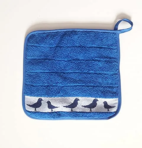 KRACHT, EIN Topflappen Nordsee, Royalblau, Frottee, 100% Baumwolle, 22x22cm