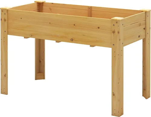 GOPLUS Hochbeet aus Tannenholz, 120,5 x 60,5 x 81,5 cm, ohne Ablage - Hochbeet aus robustem Tannenholz mit integriertem Abfluss für optimale Pflanzenpflege. Ideal für Blumen und Gemüse, ergonomisch gestaltet für bequemes Gärtnern ohne Bücken. Perfekt für Garten und Balkon.