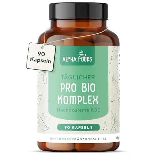 Kulturen Komplex | mit 6 Mrd KBE | 5 Bakterienstämme und Fructooligosaccharide | 90 Kapseln | Bakterienkulturen mit Lactobacillus & Bifidobacterium | Verdauungshilfe für den Darm | Vegan | Alpha Foods