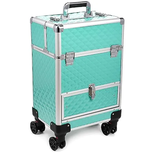 SEVICO Kosmetikkoffer Schminkkoffer Beauty Make-up Case Multikoffer professioneller Make-up Rollkoffer Organizer für die Reise abschließbare Friseurkoffer mit 360° drehbaren Rollen B:34xT:24xH:50 cm