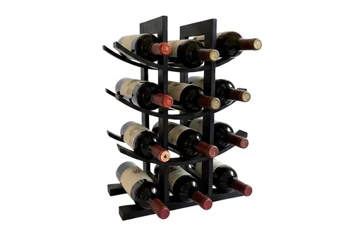 relaxdays Weinregal aus Bambus für 12 Flasche, schwarz