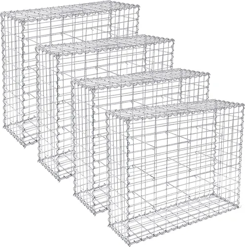 SONGMICS Gabione 4 Stück 100 x 80 x 30 cm - Robuste Steinkörbe für Gartenzaun - Gabionen für kreative Gartengestaltung, aus korrosionsbeständigem Draht, einfach zusammenbaubar und vielseitig einsetzbar als Sichtschutz oder Stützmauer.