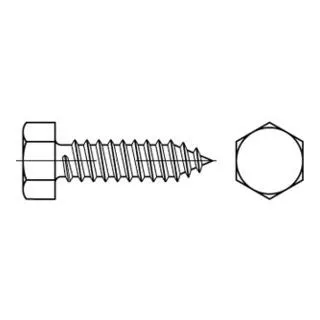 DIN 7976-C Sechskant-Blechschraube VG 6,3x22 Edelstahl A2 - Blechschrauben aus rostfreiem Edelstahl A2 mit spitzer Form für müheloses Eindrehen, ideal für langlebige Verbindungen in verschiedenen Anwendungen.