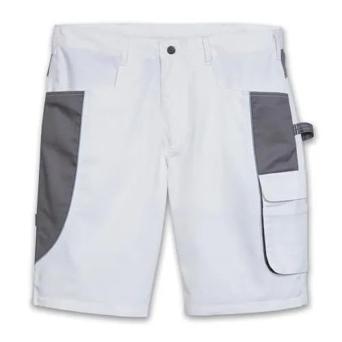 Scheibler Workwear – Active Shorts Herren – Arbeitshose kurz für die Arbeit – Arbeitsshorts für den Sommer – Cargo Shorts mit viel Stauraum – verfügbar in den Größen S-XXL (Weiß/Anthrazit)