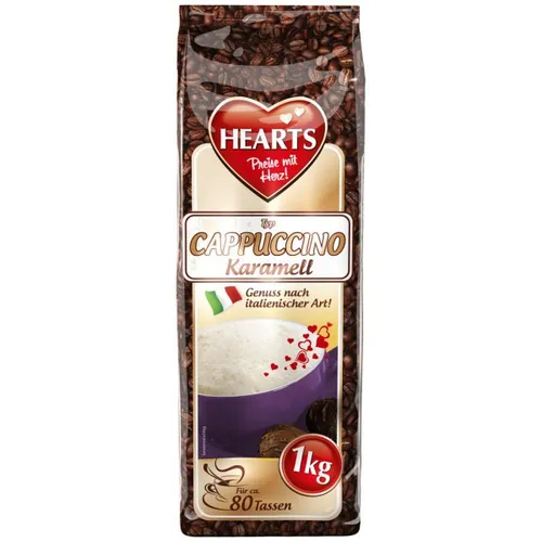 HEARTS Cappuccino Karamell 1kg Instant Kaffeepulver mit angenehmer Karamellnote