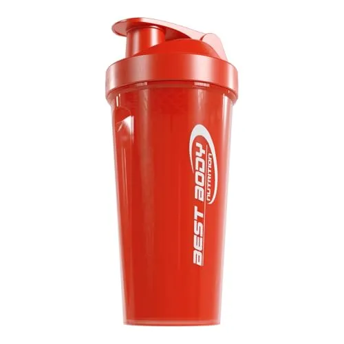 Best Body Nutrition Eiweiß Shaker rot – 700 ml Protein Shaker mit Sieb & Mess-Skala – auslaufsicher – spülmaschinengeeignet – BPA-frei – für klumpenfreie Proteinshakes