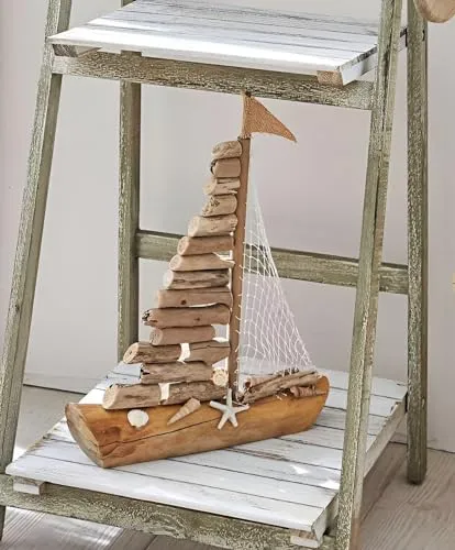 Dekoleidenschaft Deko Segelboot Sailor aus Treibholz - Sammlerfigur 