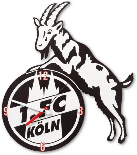 1. FC Köln Wanduhr Logo aus Metall in schwarz von 1. FC Köln