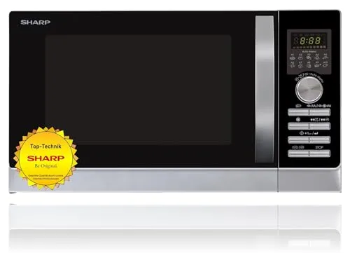 Sharp Mikrowelle R843INW - 25 l, Grill und Heißluft, 10 Automatikprogramme und EXPRESS PIZZA für perfekte Pizza in 5-9 Minuten