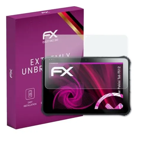 Produktbild atFoliX Glasfolie kompatibel mit Pokini Tab FS12 Panzerfolie, 9H Hybrid-Glass FX Schutzpanzer Folie
