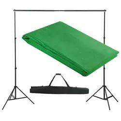 vidaXL Fotohintergrund-System 300 x 300 cm Grün - Fotostudio Zubehör: Flexibles Hintergrundsystem mit grünem Baumwoll-Hintergrund für Chroma-Key-Effekte, leicht und schnell aufbaubar, ideal für Portrait- und Werbefotografie.