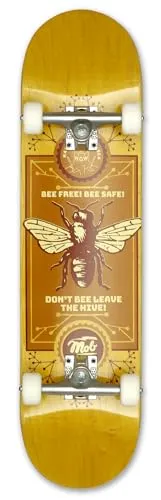 MOB Skateboards Bee 8.0 - Komplettboard 31 x 8 Zoll - Cruiserboard aus 7 Schichten Ahornholz, ideal für Anfänger und Profis mit einzigartigem Grafikdesign und präziser Steuerung für ein herausragendes Fahrerlebnis.