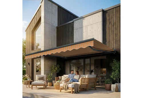 Eclipse Halbkassettenmarkise Standard elektrisch 2,5x2m grau - Elegante Kassettenmarkise mit elektrischem Antrieb, ideal für Terrassen und Balkone. UV-Schutzfaktor 50+ sorgt für angenehme Schattenplätze. Vollständig vormontiert und bereit zur Wandmontage.