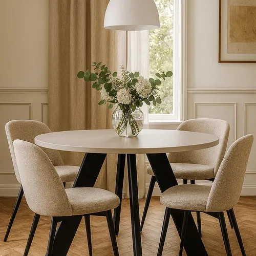 Runder Ausziehbarer Tisch für Esszimmer, LEX, Loft-Stil, Skandinavische, Durchmesser: 100 / 200 cm, Farbe: Eiche Sonoma / Schwarz