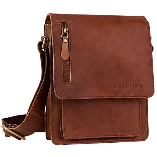 STILORD kleine Umhängetasche Herren - Leder Messenger Bag in Braun - Hochwertige Messenger-Bag aus echtem Büffel-Leder, ideal für stilbewusste Herren. Praktische Fächer für Handy und Tablet bis 8,4 Zoll - perfekter Begleiter für jeden Tag.