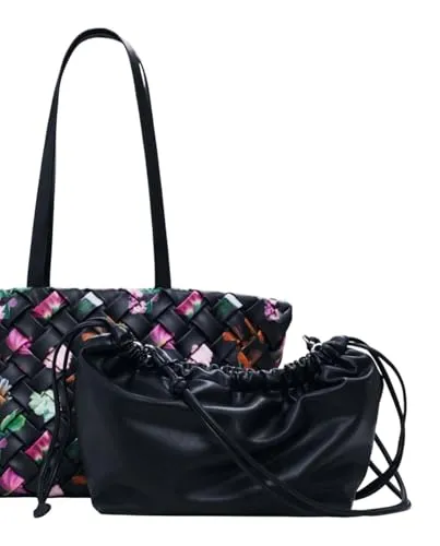 Desigual Shopper Tasche 43 cm schwarz - Stylische Handtasche mit einzigartigem Design, ideal für den Alltag und perfekt zum Einkaufen.
