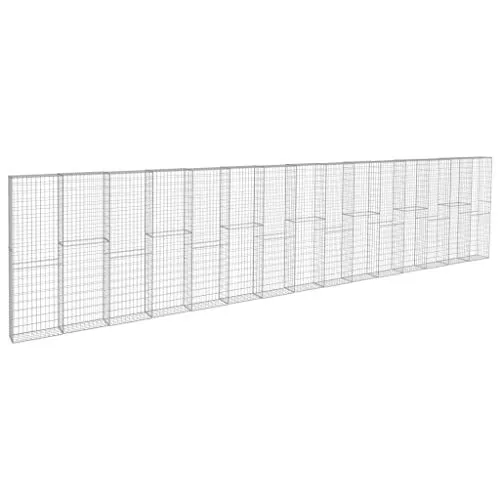 vidaXL Gabionenwand mit Abdeckung aus verzinktem Stahl 900×50×200 cm - Gabionen für Garten- und Landschaftsgestaltung, stabil und langlebig aus verzinktem Stahl, ideal zum Bau von Stützmauern und Sichtschutz.