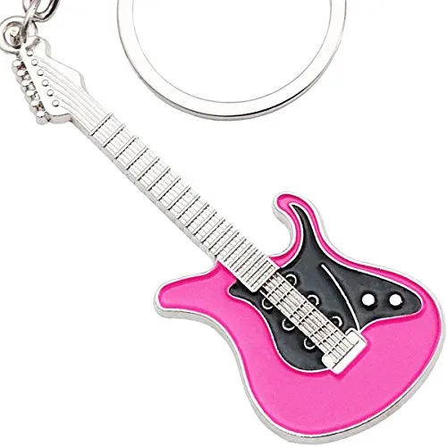 keepdrum E-Gitarre Schlüsselanhänger aus Metall Pink