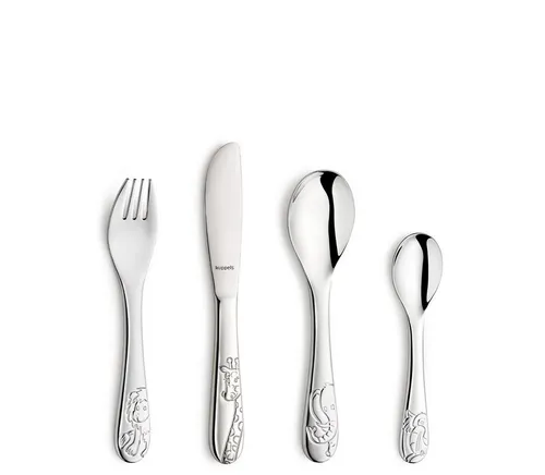 Kuppels Kinderbesteck DSCHUNGELTIERE (4-tlg), Edelstahl 18/10, ergonomisches Design, abgerundete Kanten