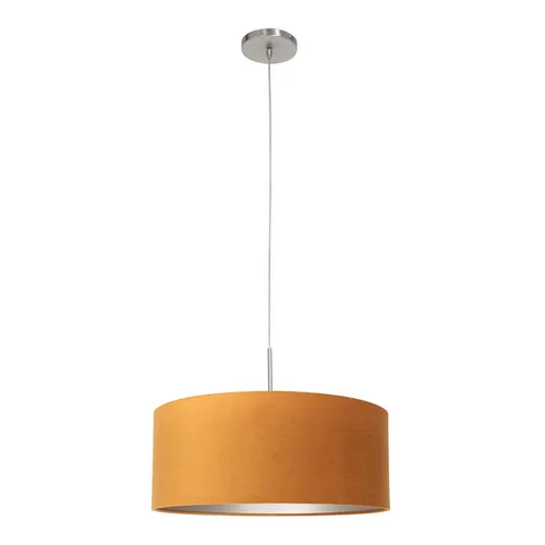 Hängelampe Pendelleuchte Esstischleuchte - Stilvolle Pendelleuchte aus Stahl und Textil in Gold, höhenverstellbar und ideal für eine gemütliche Atmosphäre über dem Esstisch.