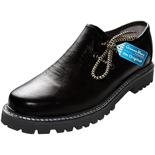German Wear, Haferlschuhe Trachtenschuhe Original-Handmachart Glattleder, Farbe:Schwarz, Schuhgröße:46