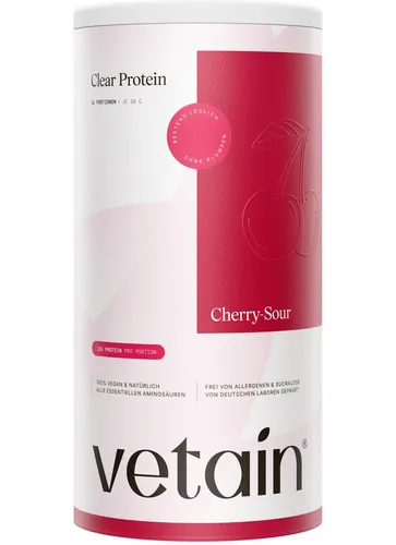 VETAIN Clear Protein Vegan - 22g Protein - ohne Sucralose - Pulver, - 480g à, Cleane Zutatenliste, natürliche Aromen & Fruchtpulver